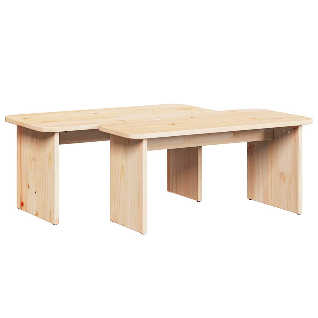 Sofabord 2 stk. Naturfarvet 100 x 69 x 35,5 cm Massivt fyrretræ