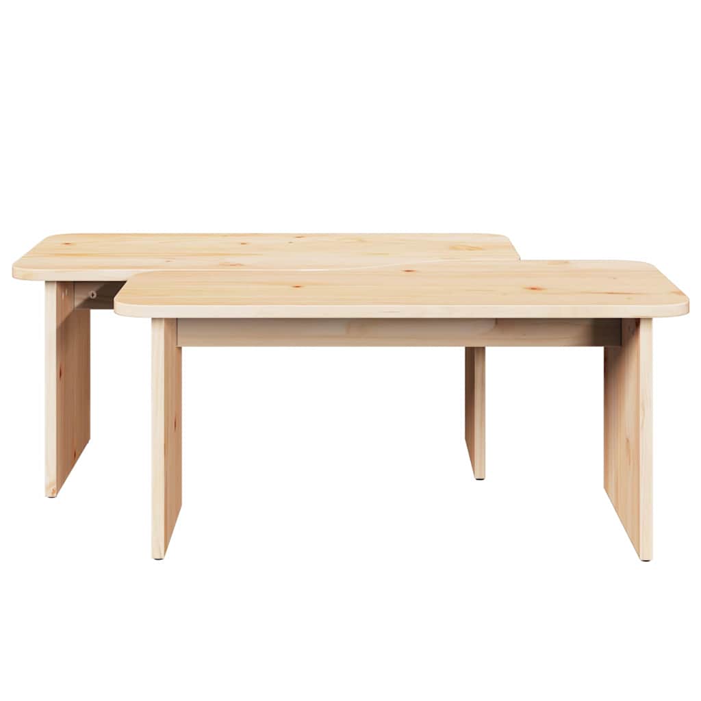 Sofabord 2 stk. Naturfarvet 100 x 69 x 35,5 cm Massivt fyrretræ