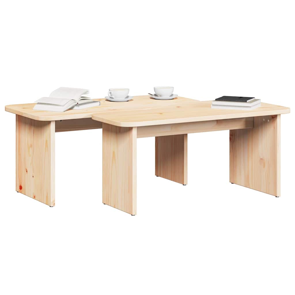 Sofabord 2 stk. Naturfarvet 100 x 69 x 35,5 cm Massivt fyrretræ