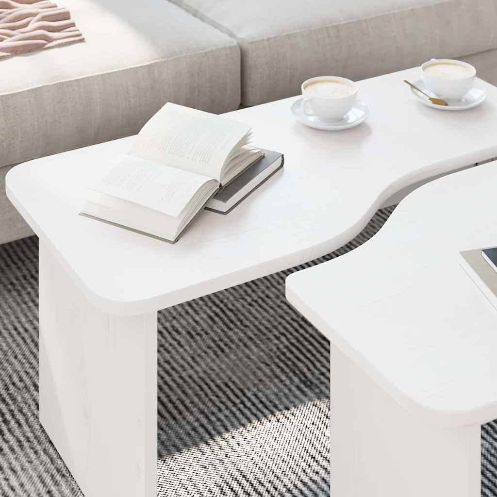 Sofabord 2 stk. Hvid 100 x 69 x 35,5 cm Massivt fyrretræ