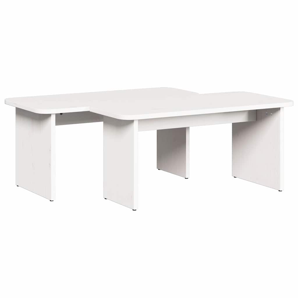 Sofabord 2 stk. Hvid 100 x 69 x 35,5 cm Massivt fyrretræ
