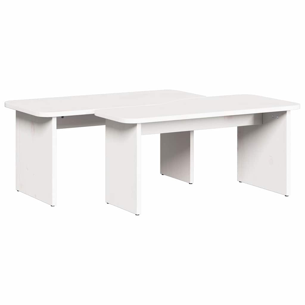 Sofabord 2 stk. Hvid 100 x 69 x 35,5 cm Massivt fyrretræ