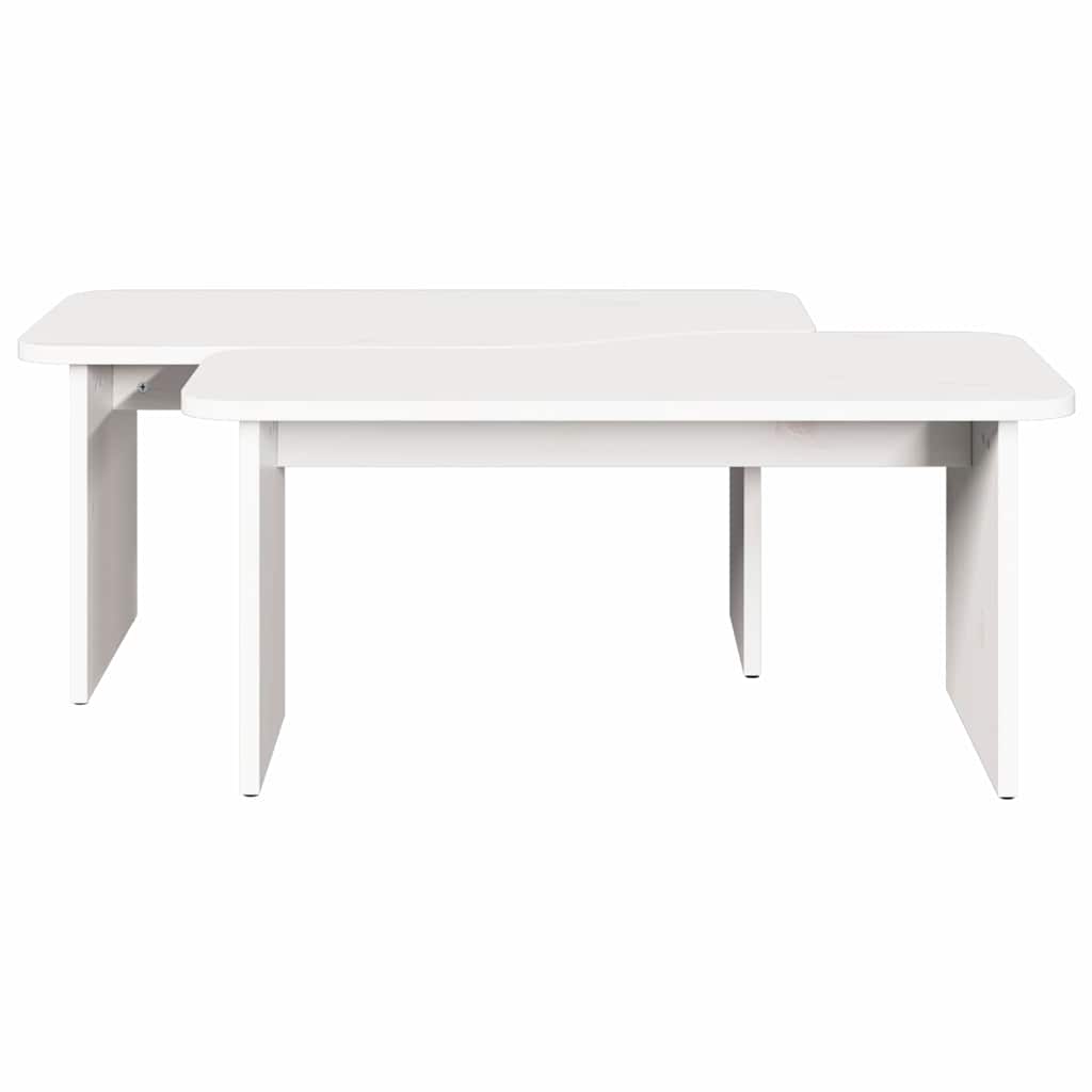 Sofabord 2 stk. Hvid 100 x 69 x 35,5 cm Massivt fyrretræ