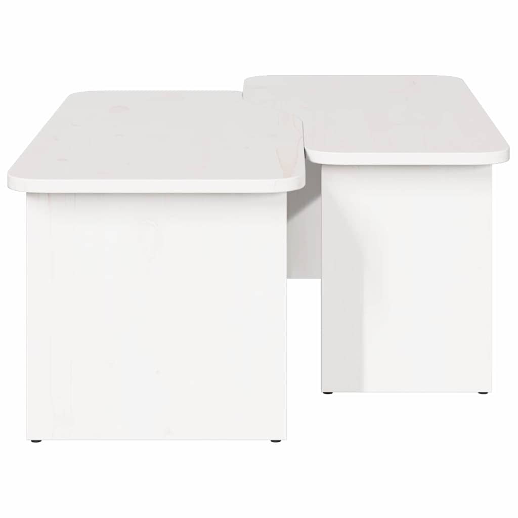 Sofabord 2 stk. Hvid 100 x 69 x 35,5 cm Massivt fyrretræ