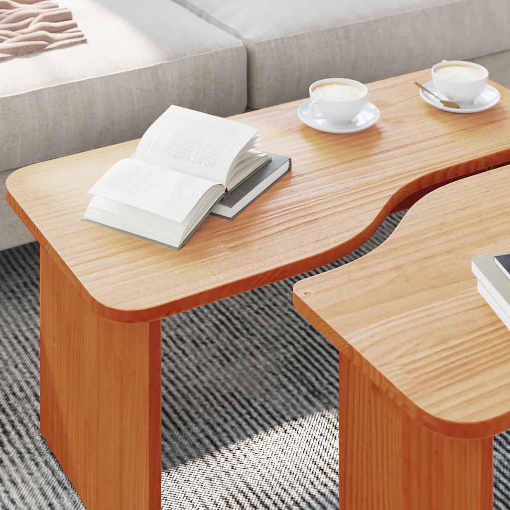 Sofabord 2 stk. Voks brun 100 x 69 x 35,5 cm Massivt fyrretræ