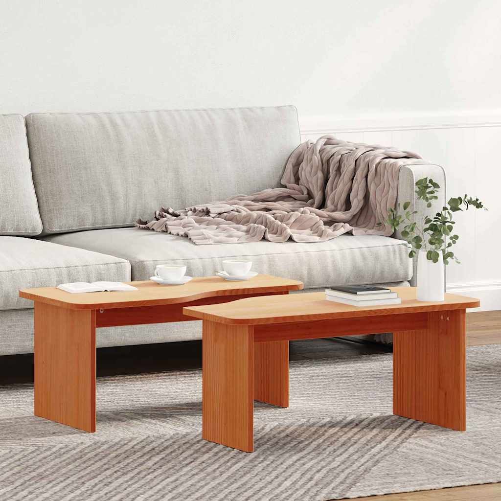 Sofabord 2 stk. Voks brun 100 x 69 x 35,5 cm Massivt fyrretræ