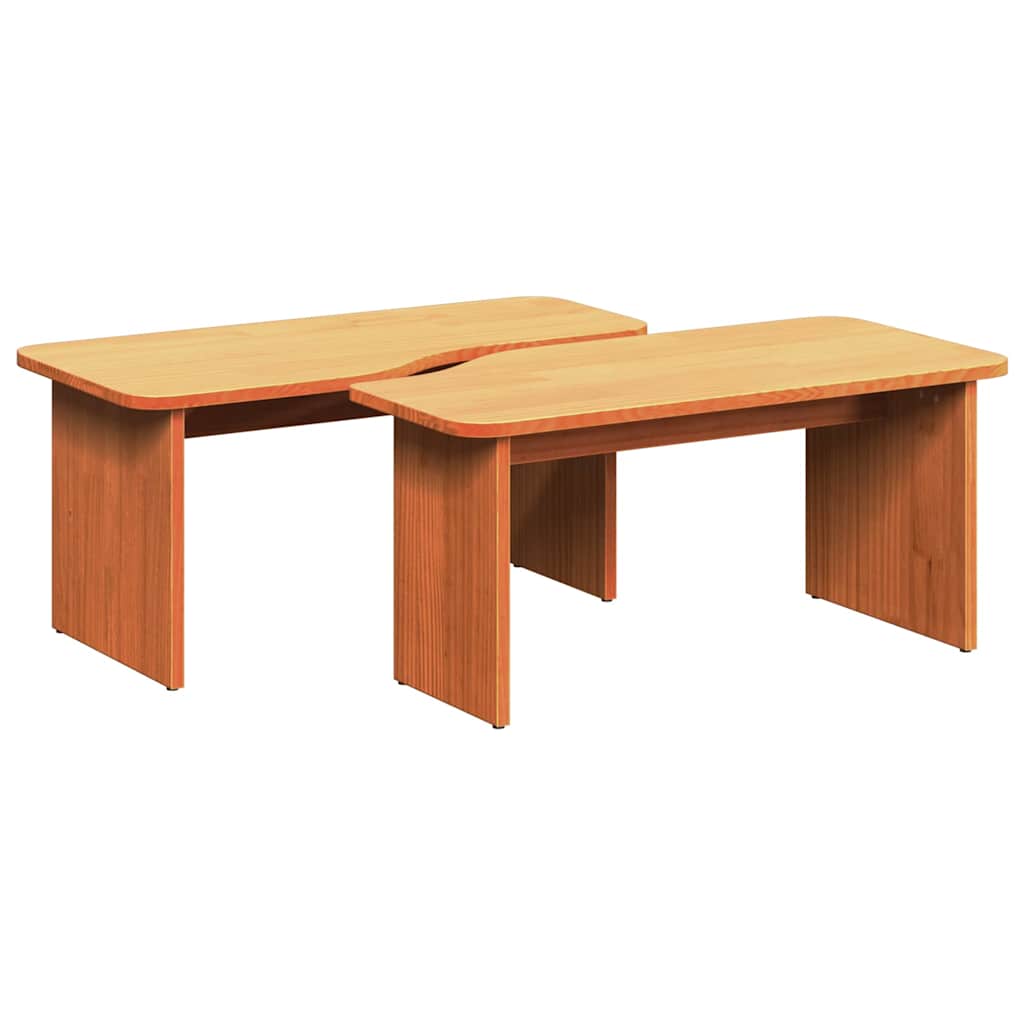 Sofabord 2 stk. Voks brun 100 x 69 x 35,5 cm Massivt fyrretræ
