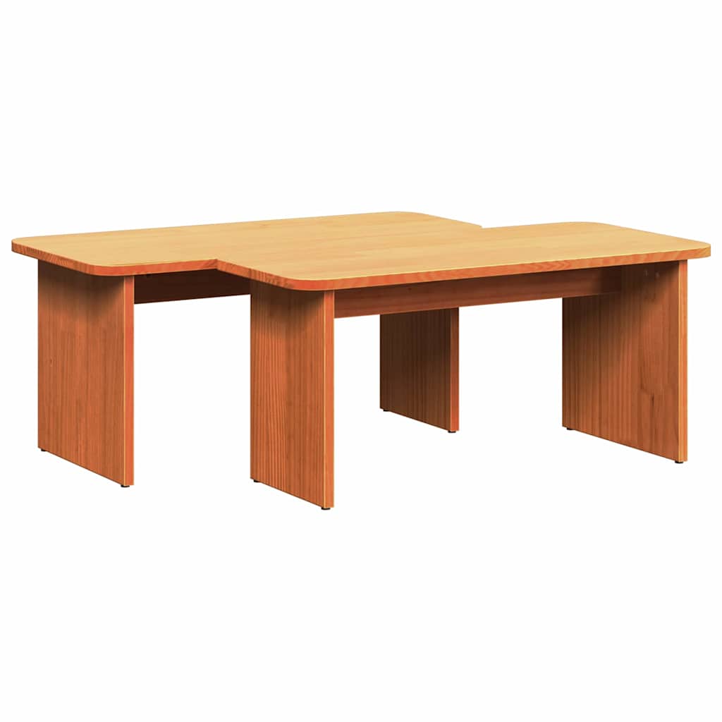 Sofabord 2 stk. Voks brun 100 x 69 x 35,5 cm Massivt fyrretræ