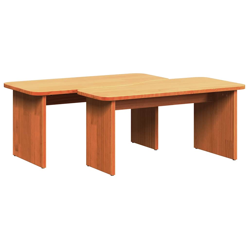Sofabord 2 stk. Voks brun 100 x 69 x 35,5 cm Massivt fyrretræ