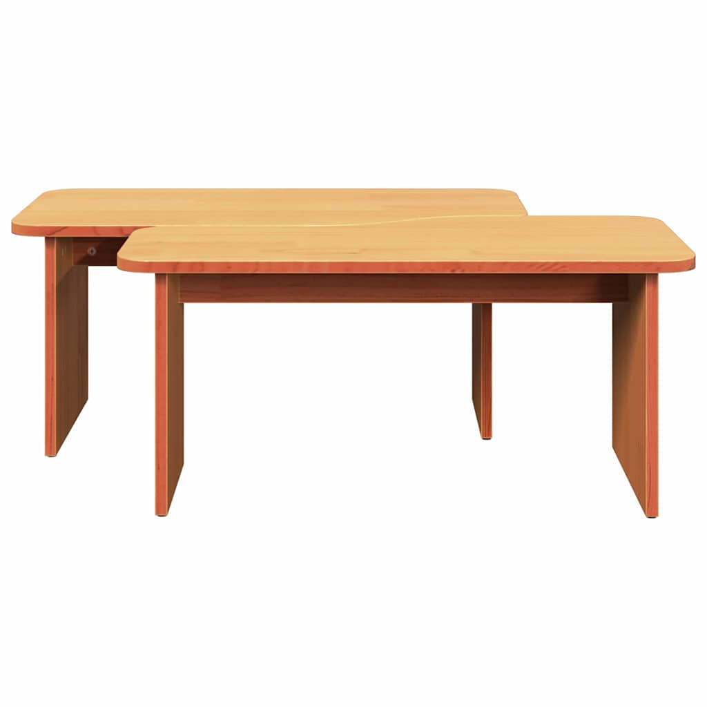 Sofabord 2 stk. Voks brun 100 x 69 x 35,5 cm Massivt fyrretræ
