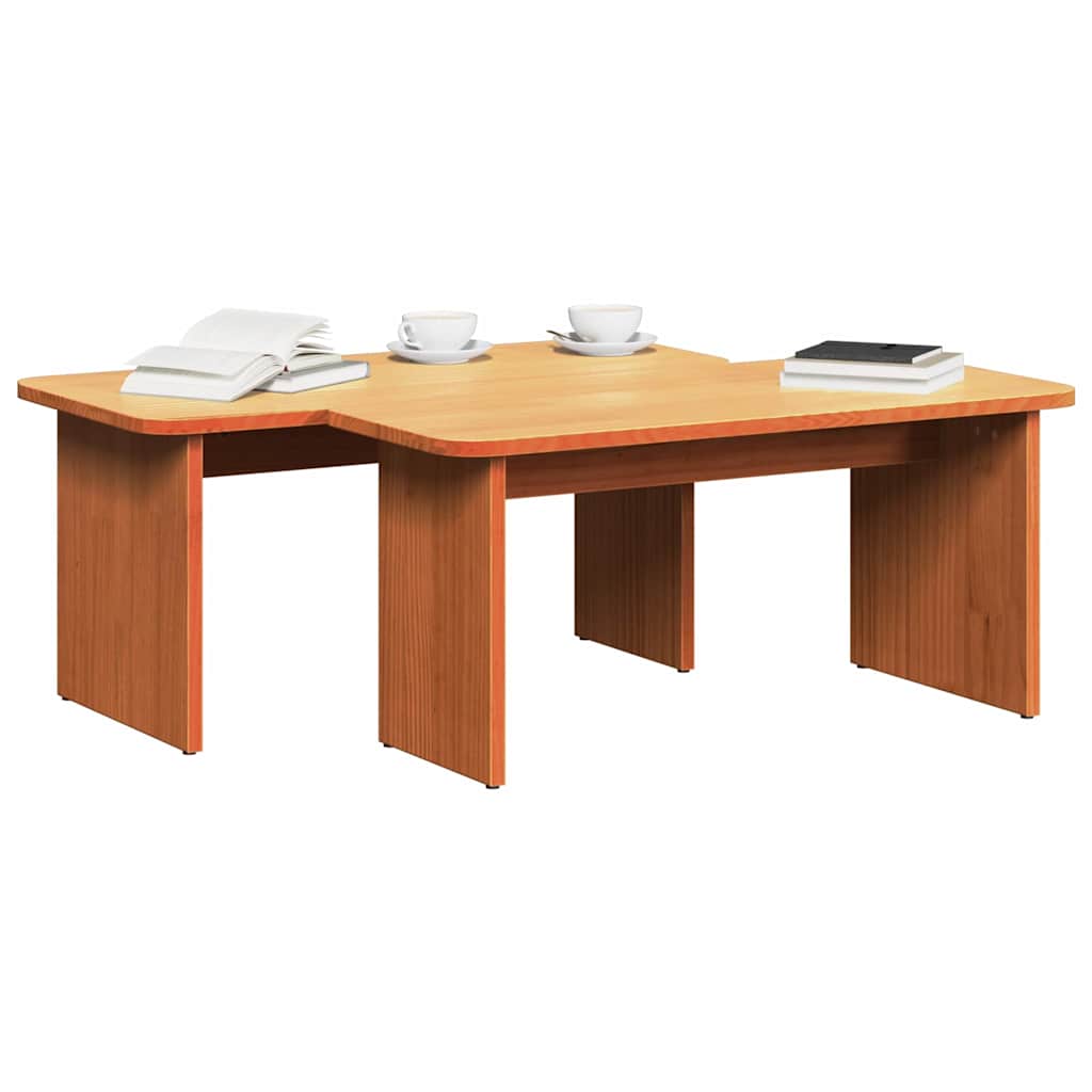 Sofabord 2 stk. Voks brun 100 x 69 x 35,5 cm Massivt fyrretræ
