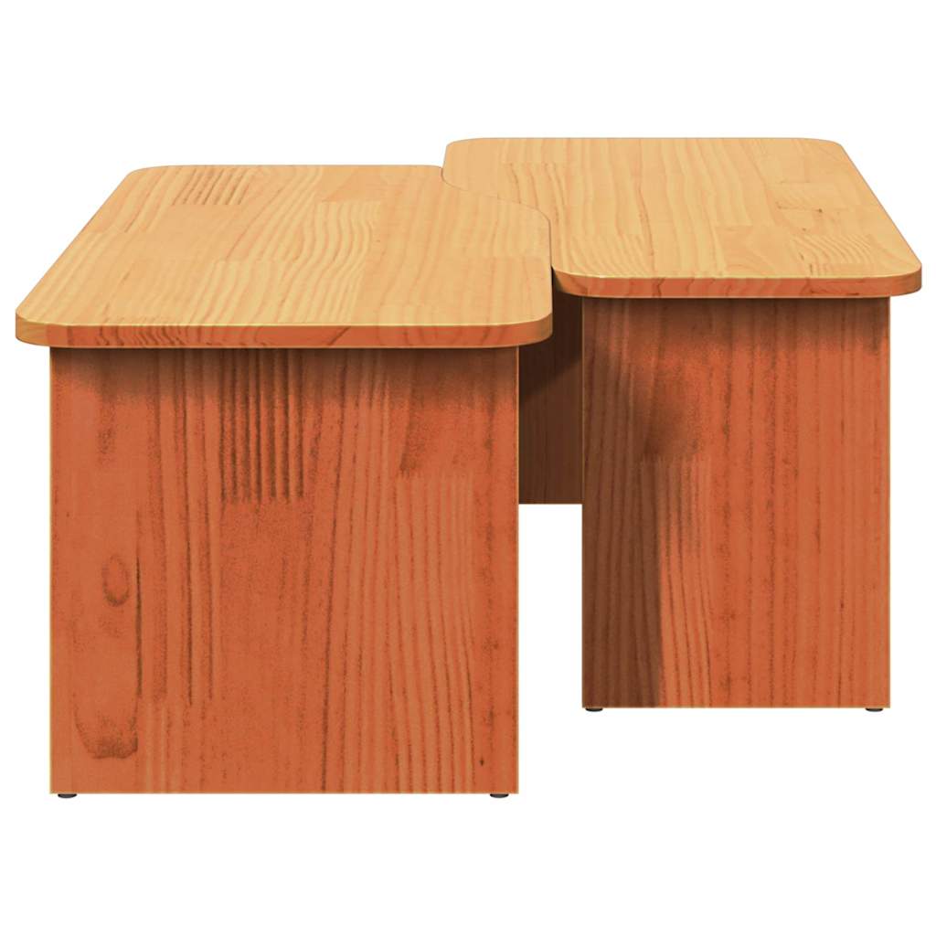 Sofabord 2 stk. Voks brun 100 x 69 x 35,5 cm Massivt fyrretræ
