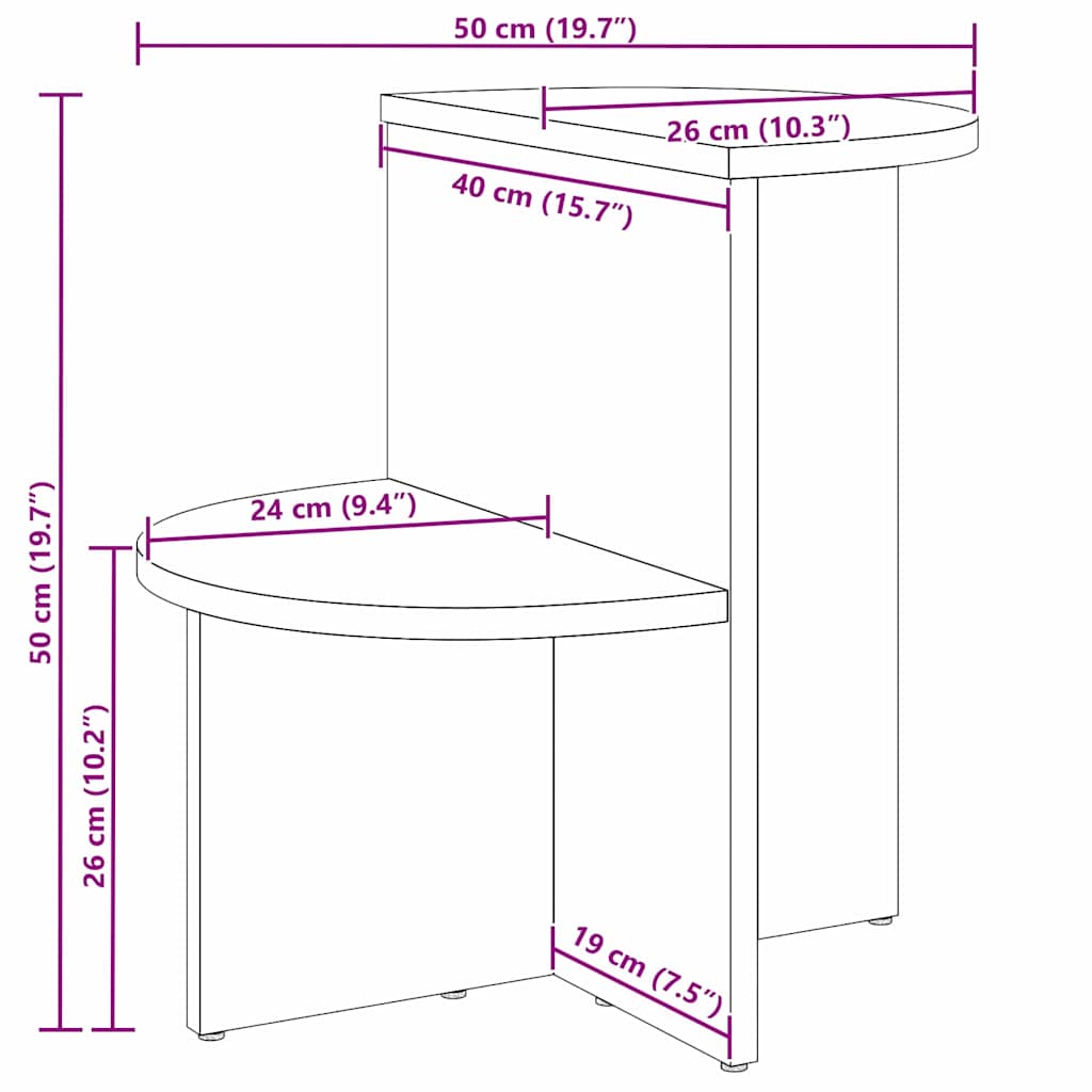 Sofabord Voks brun 50 x 40 x 50 cm Massivt fyrretræ