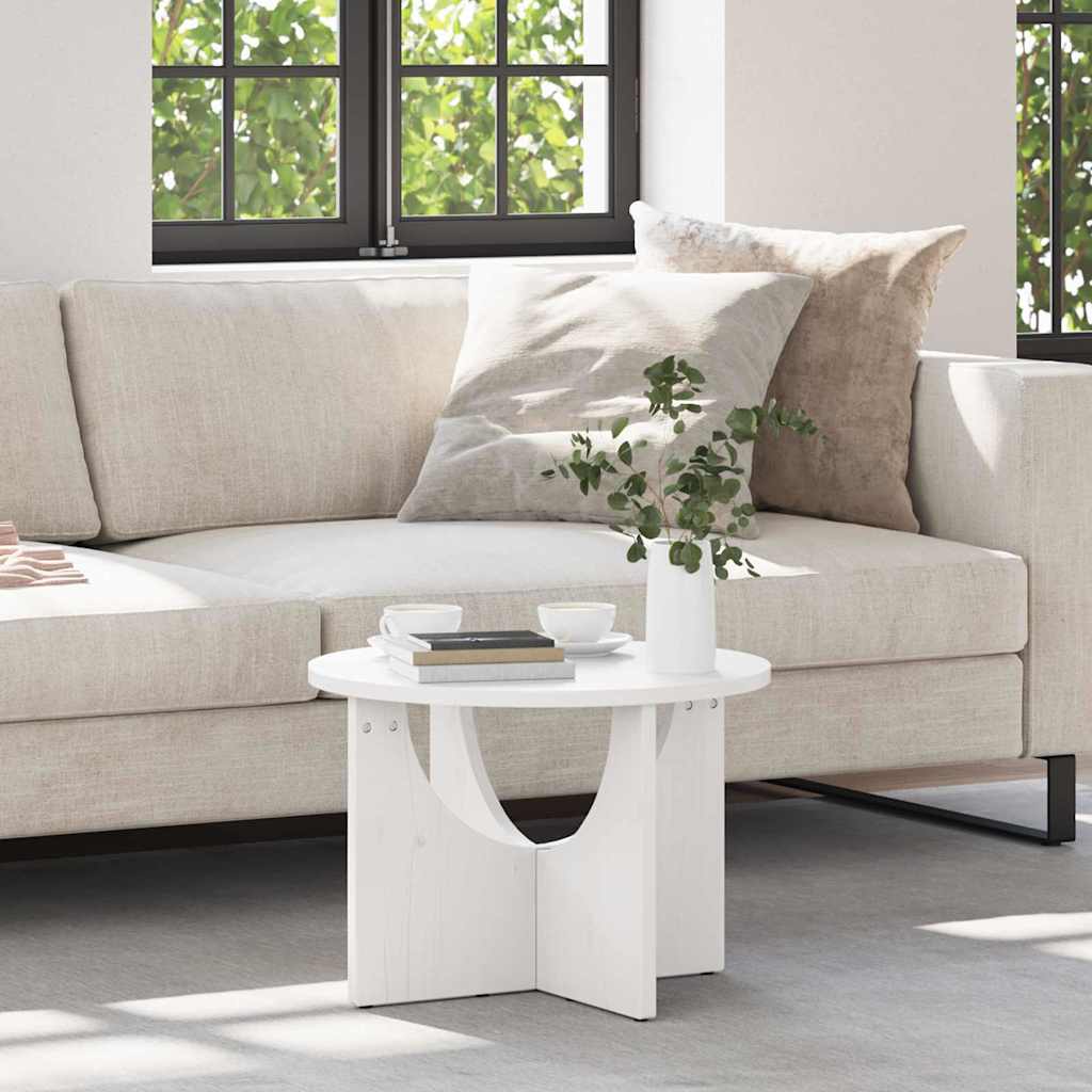 Sofabord Hvid 50 x 50 x 35 cm Massivt fyrretræ