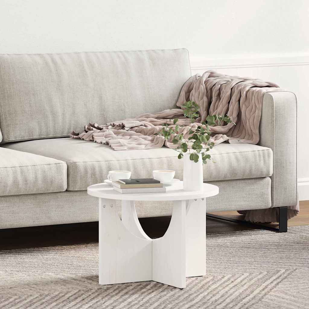 Sofabord Hvid 50 x 50 x 35 cm Massivt fyrretræ