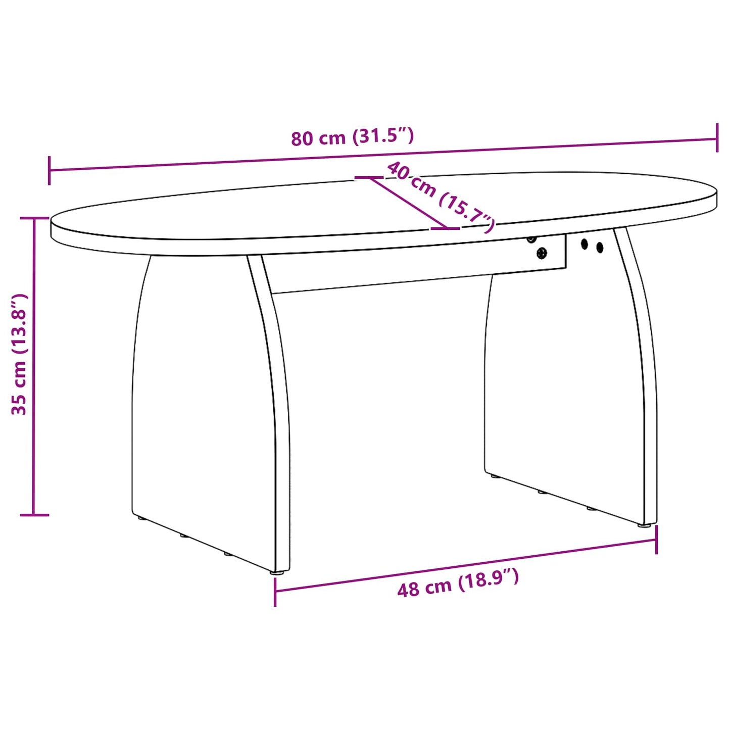 Sofabord Brun 80 x 40 x 35 cm Massiv fyrretræ