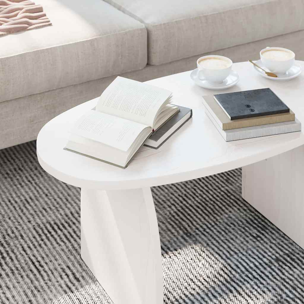 Sofabord Hvid 80 x 40 x 35 cm Massiv fyrretræ