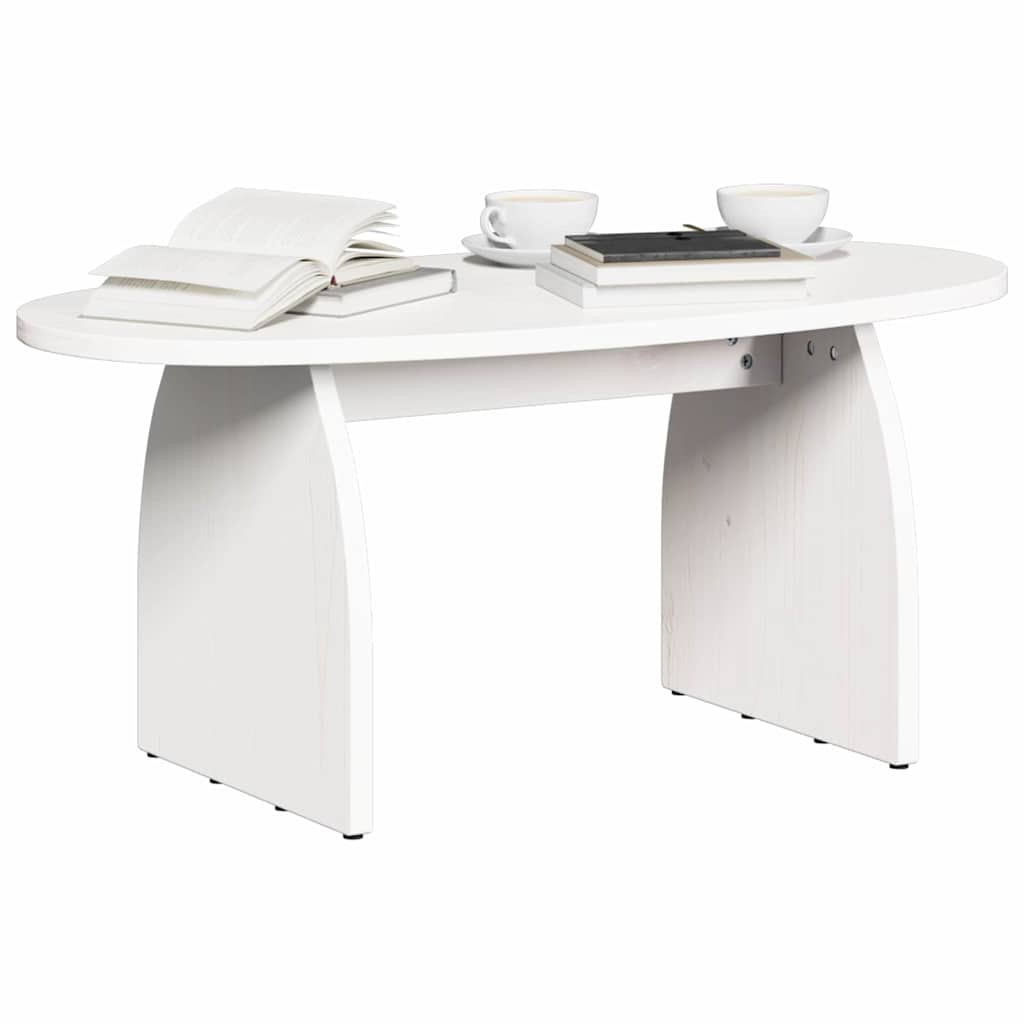 Sofabord Hvid 80 x 40 x 35 cm Massiv fyrretræ