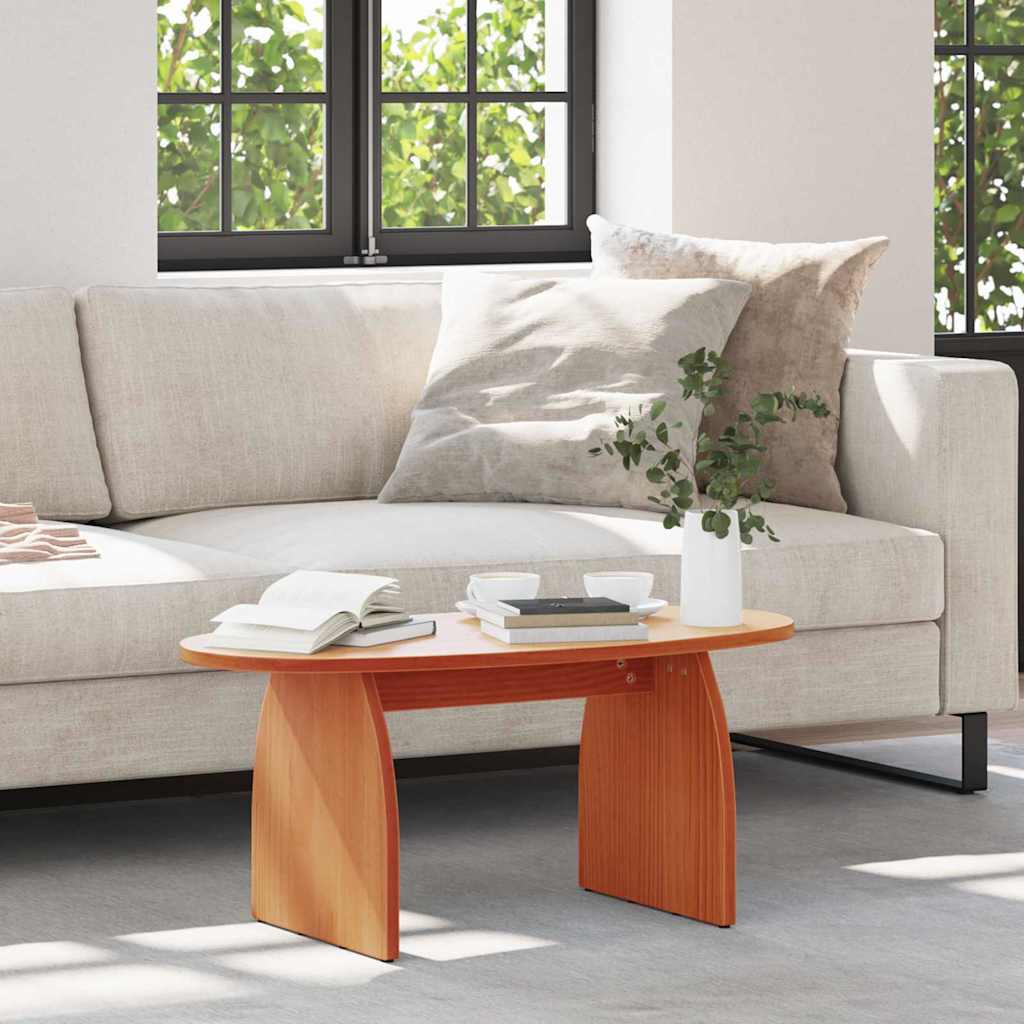 Sofabord Voks brun 80 x 40 x 35 cm Massiv fyrretræ