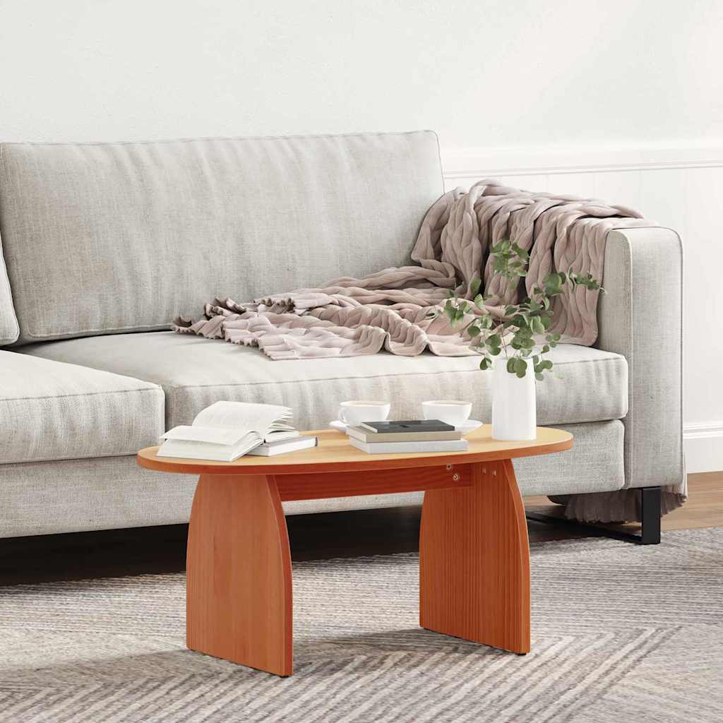 Sofabord Voks brun 80 x 40 x 35 cm Massiv fyrretræ