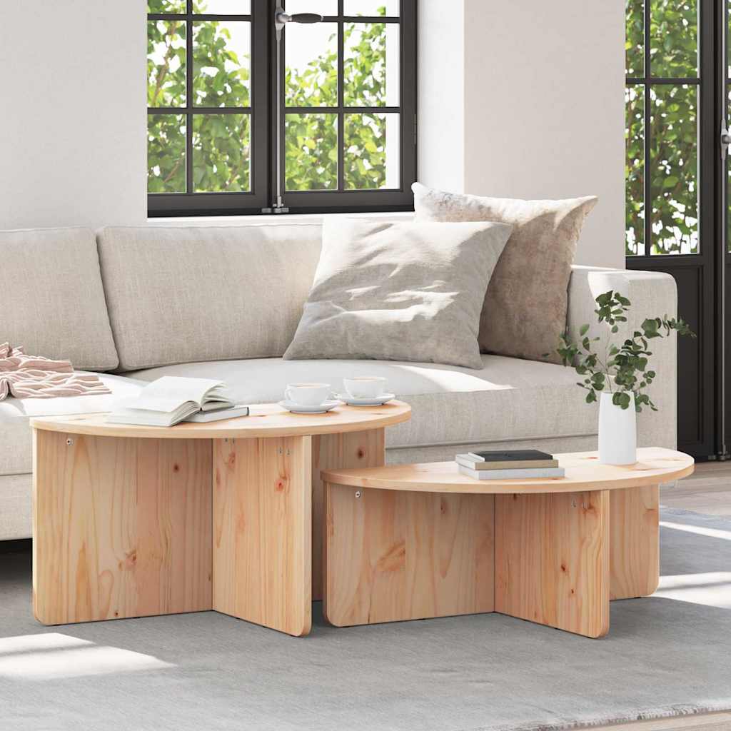 Sofabord 2 stk. Naturfarvet 79 x 39,5 x 40 cm Massivt fyrretræ