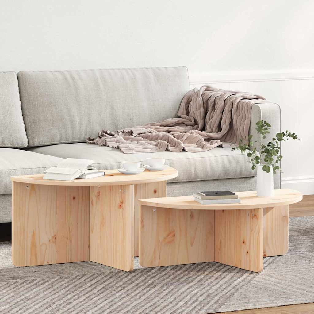 Sofabord 2 stk. Naturfarvet 79 x 39,5 x 40 cm Massivt fyrretræ