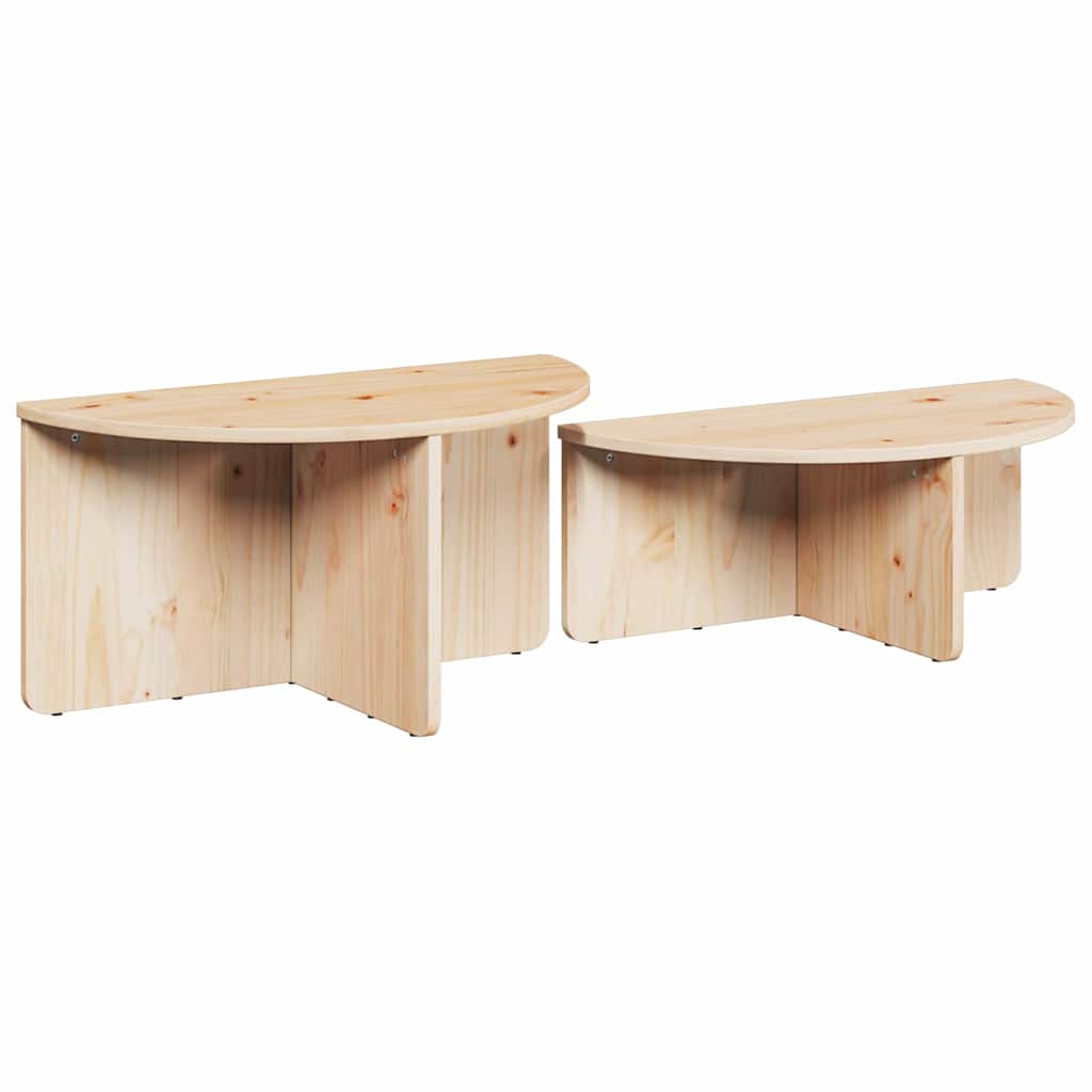 Sofabord 2 stk. Naturfarvet 79 x 39,5 x 40 cm Massivt fyrretræ