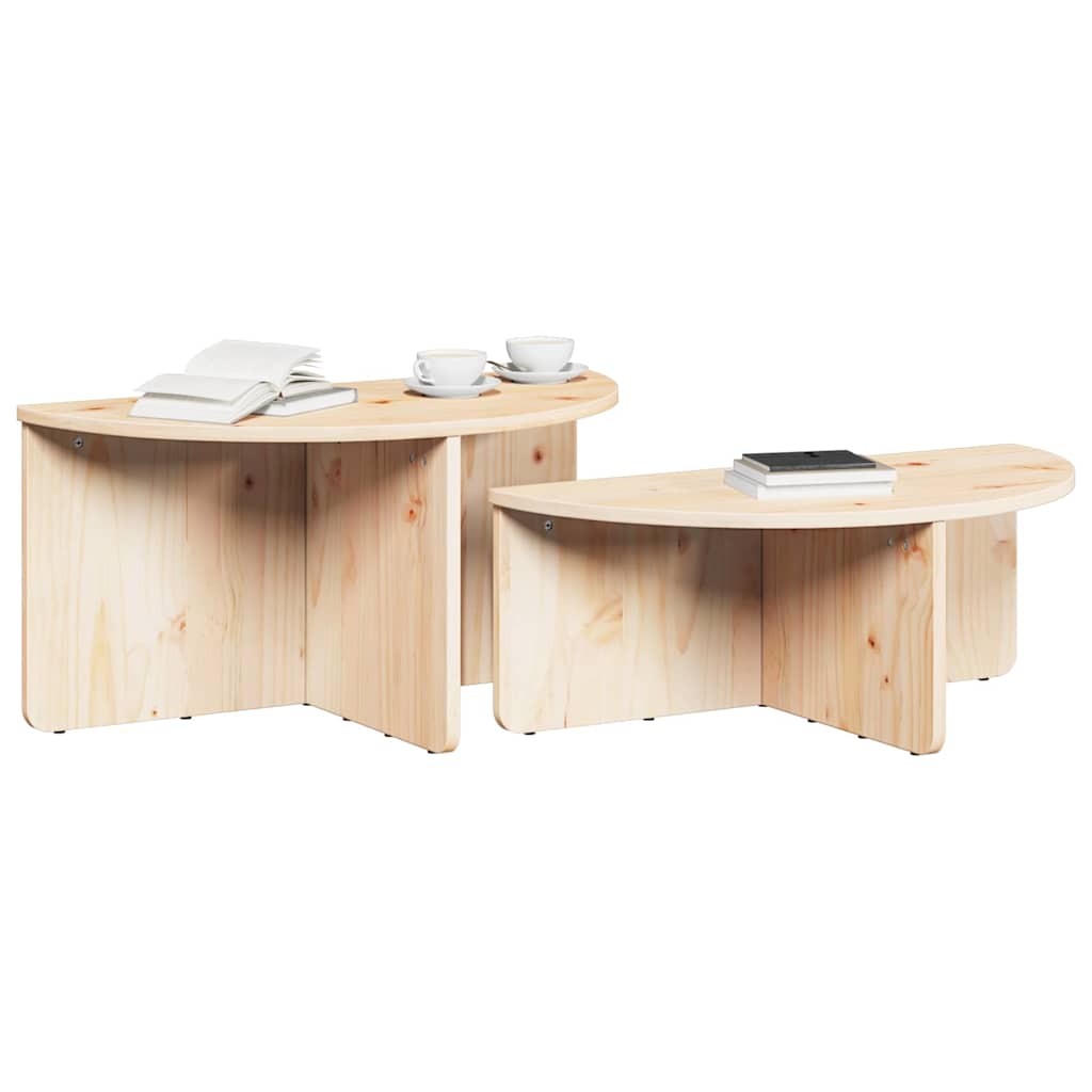 Sofabord 2 stk. Naturfarvet 79 x 39,5 x 40 cm Massivt fyrretræ