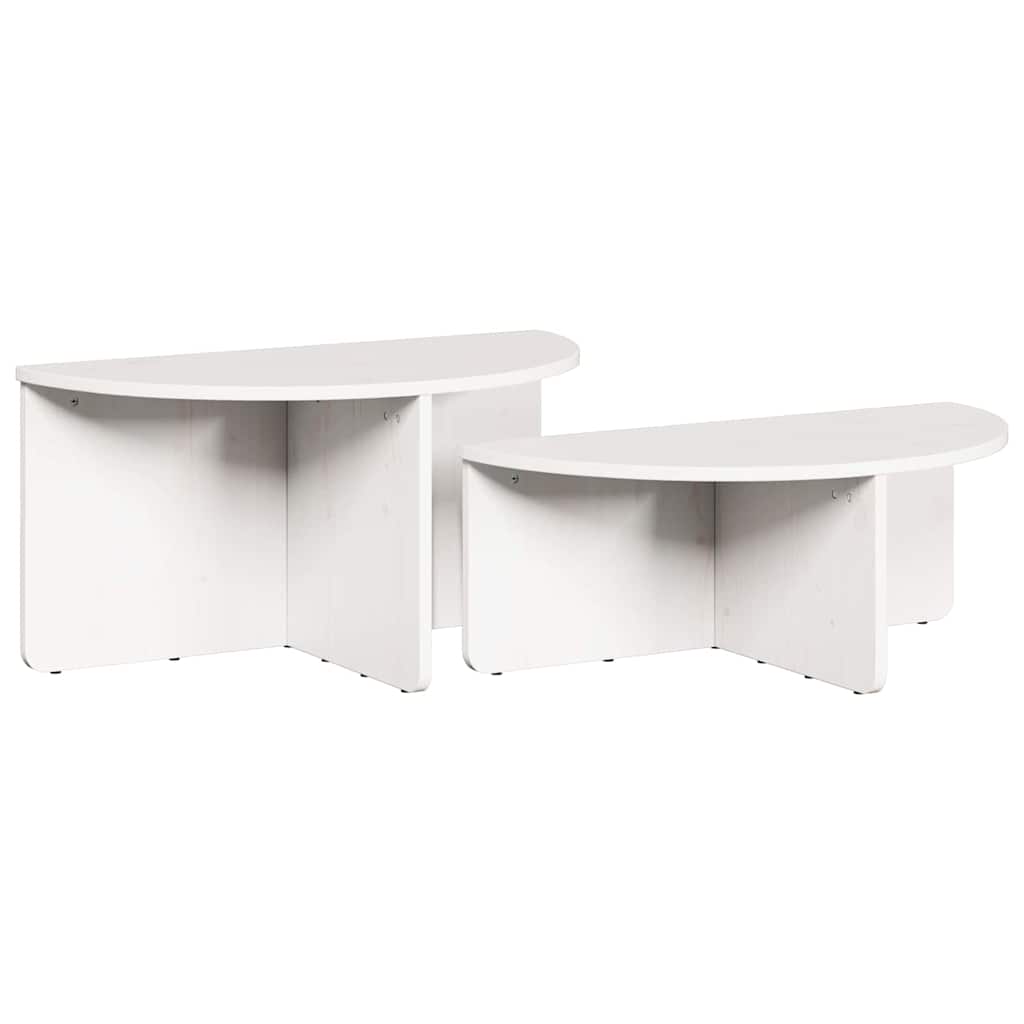 Sofabord 2 stk. Hvid 79 x 39,5 x 40 cm Massivt fyrretræ