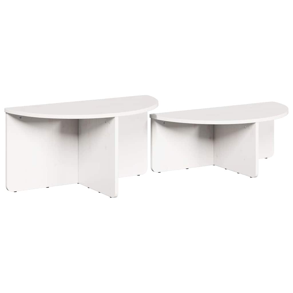 Sofabord 2 stk. Hvid 79 x 39,5 x 40 cm Massivt fyrretræ