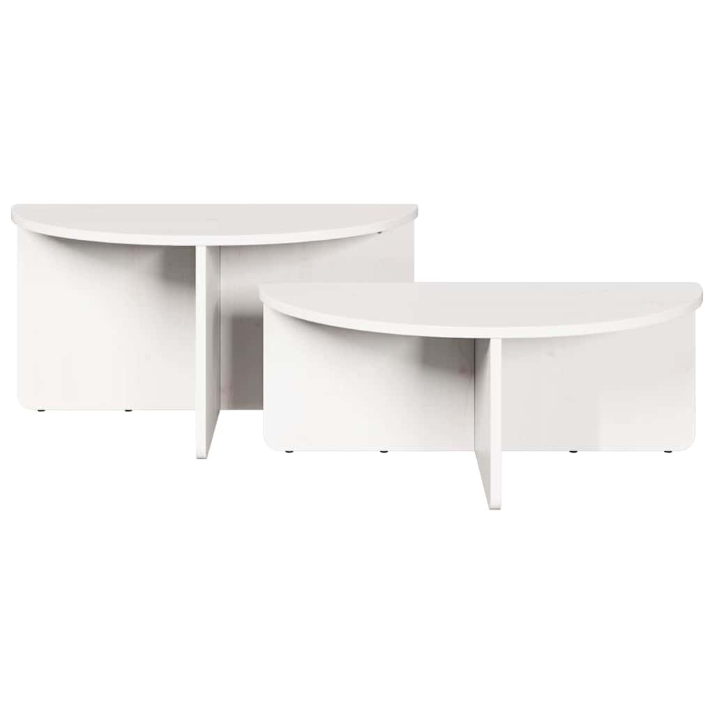 Sofabord 2 stk. Hvid 79 x 39,5 x 40 cm Massivt fyrretræ