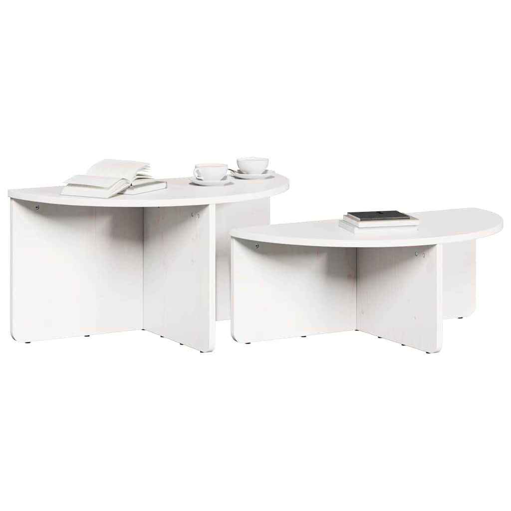 Sofabord 2 stk. Hvid 79 x 39,5 x 40 cm Massivt fyrretræ