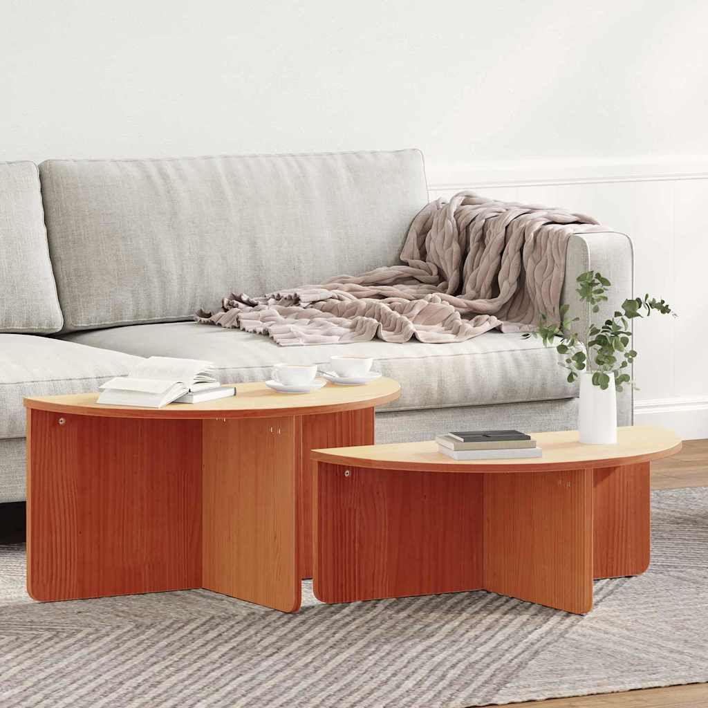 Sofabord 2 stk. Voks brun 79 x 39,5 x 40 cm Massivt fyrretræ