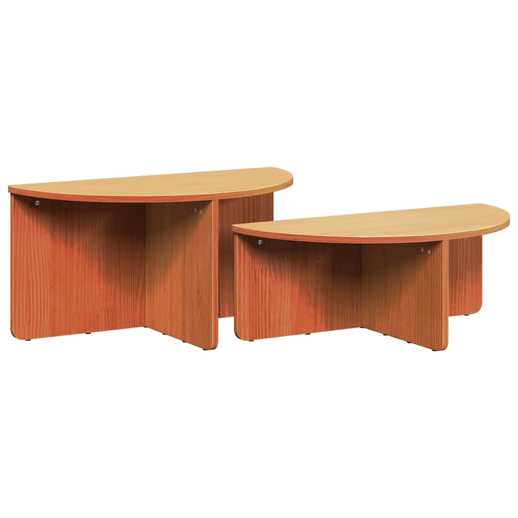 Sofabord 2 stk. Voks brun 79 x 39,5 x 40 cm Massivt fyrretræ