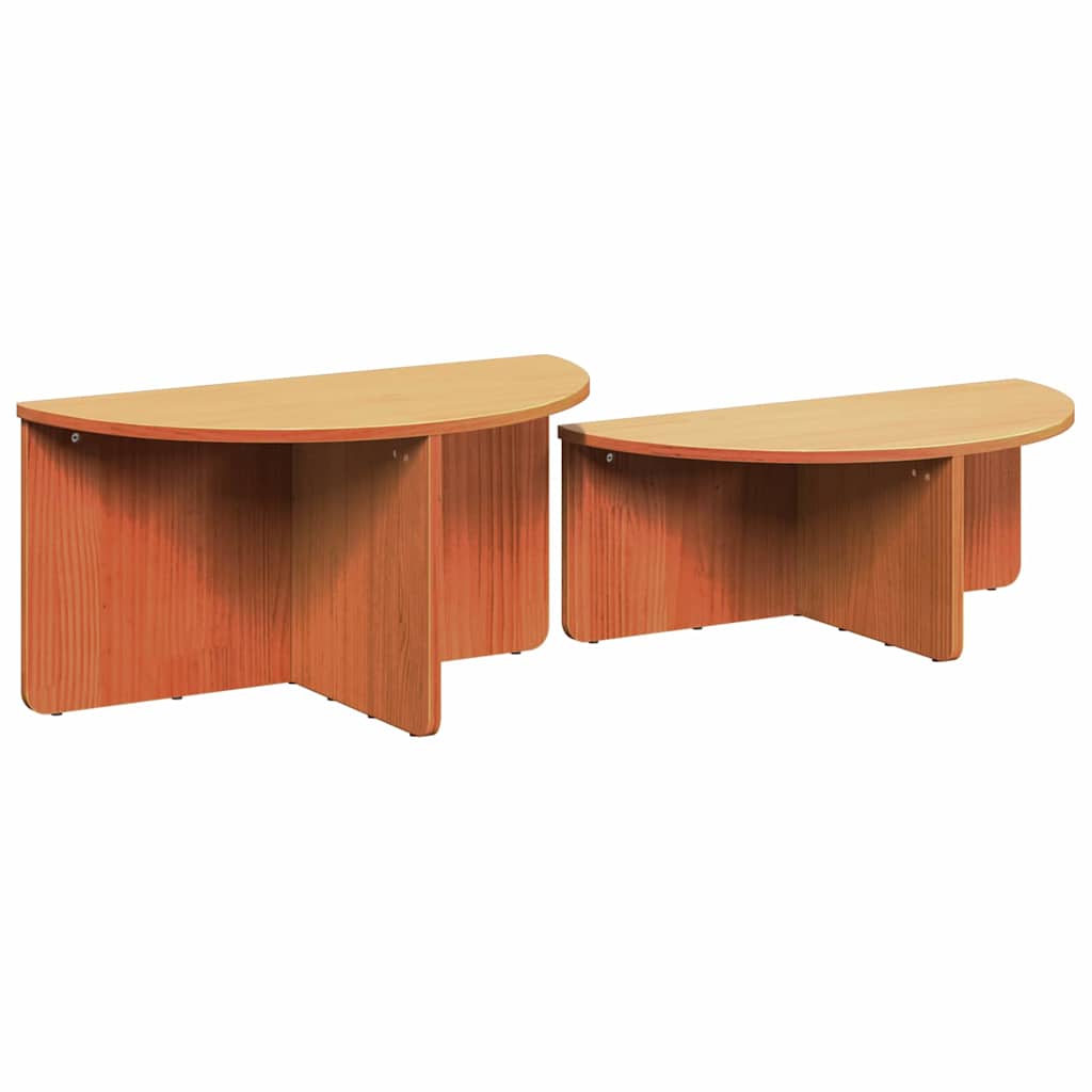Sofabord 2 stk. Voks brun 79 x 39,5 x 40 cm Massivt fyrretræ