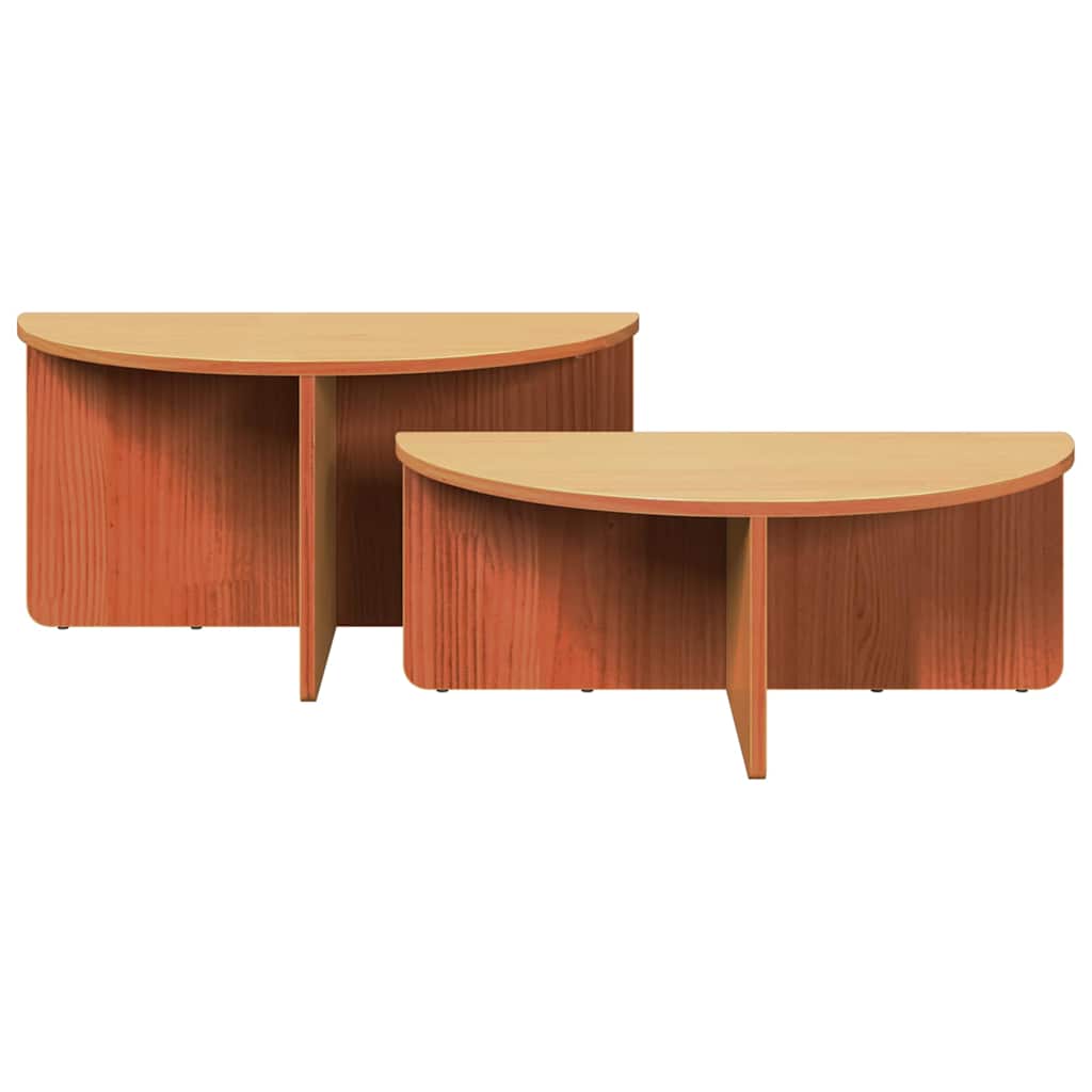 Sofabord 2 stk. Voks brun 79 x 39,5 x 40 cm Massivt fyrretræ