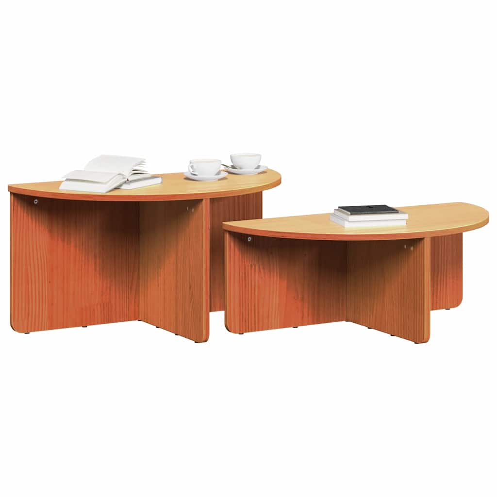 Sofabord 2 stk. Voks brun 79 x 39,5 x 40 cm Massivt fyrretræ