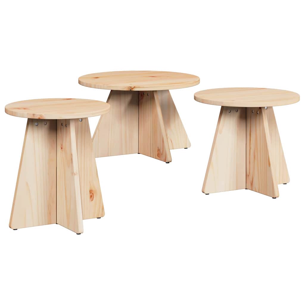 Sofabord 3 stk. Naturfarvet 49 x 49 x 30 cm