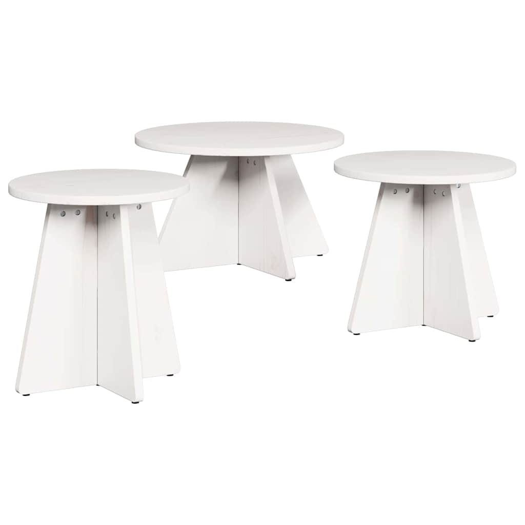 Sofabord 3 stk. Hvid 49 x 49 x 30 cm