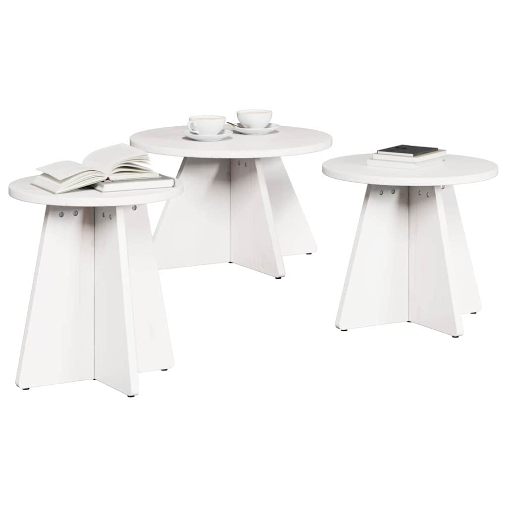 Sofabord 3 stk. Hvid 49 x 49 x 30 cm