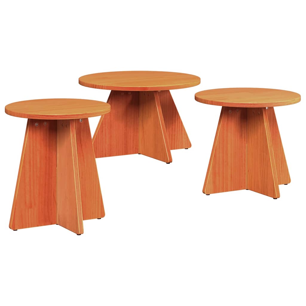Sofabord 3 stk. Voks brun 49 x 49 x 30 cm