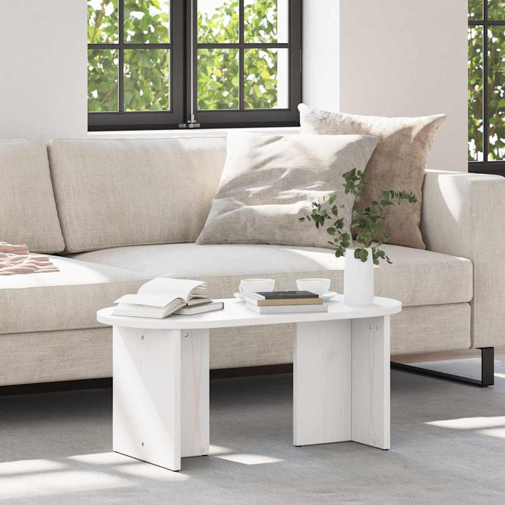 Sofabord Hvid 80 x 39,5 x 35 cm Massivt fyrretræ