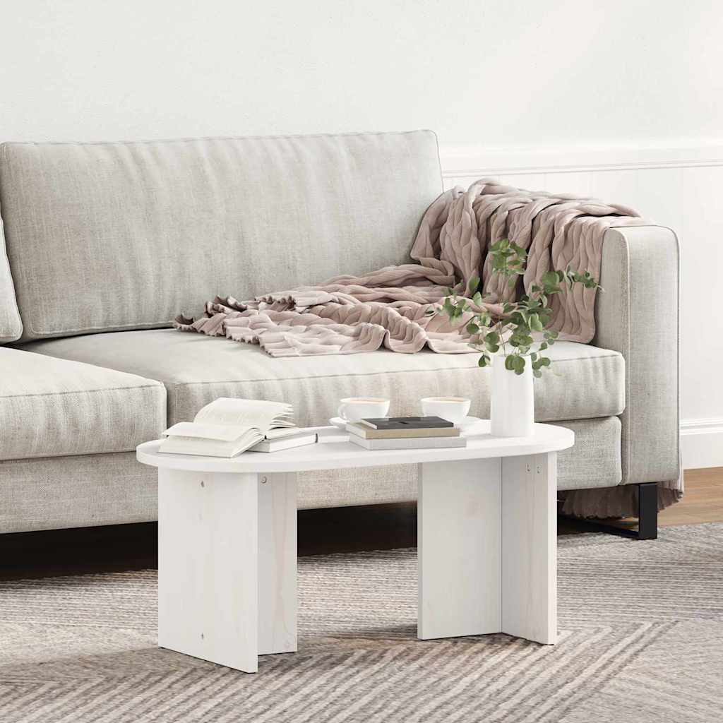 Sofabord Hvid 80 x 39,5 x 35 cm Massivt fyrretræ