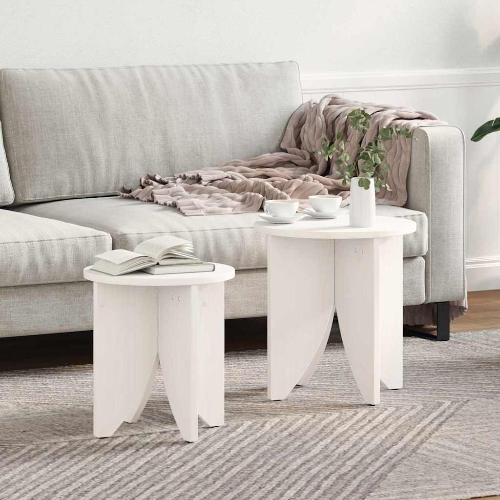 Sofabord 2 stk. Hvid 41,5 x 41,5 x 44 cm