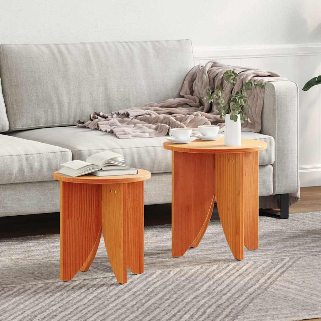 Sofabord 2 stk. Voks brun 41,5 x 41,5 x 44 cm