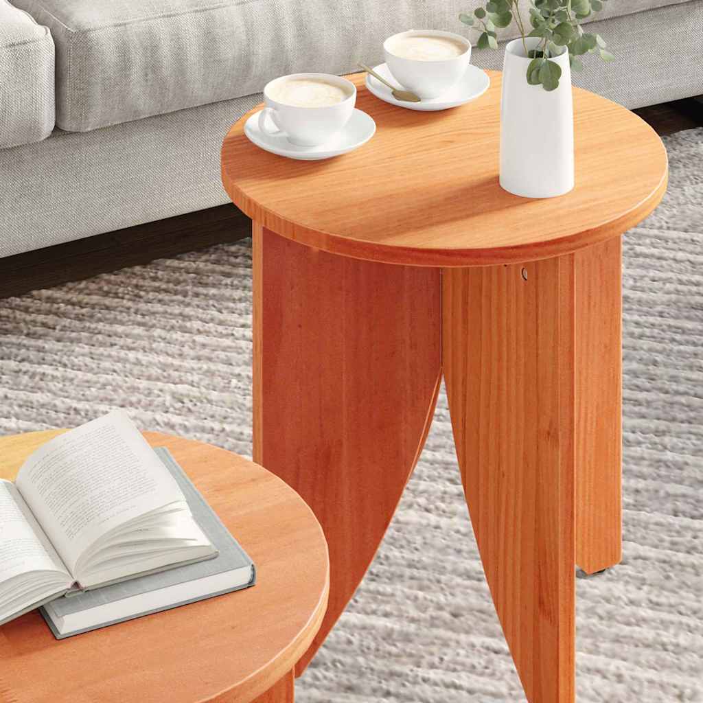 Sofabord 2 stk. Voks brun 41,5 x 41,5 x 44 cm