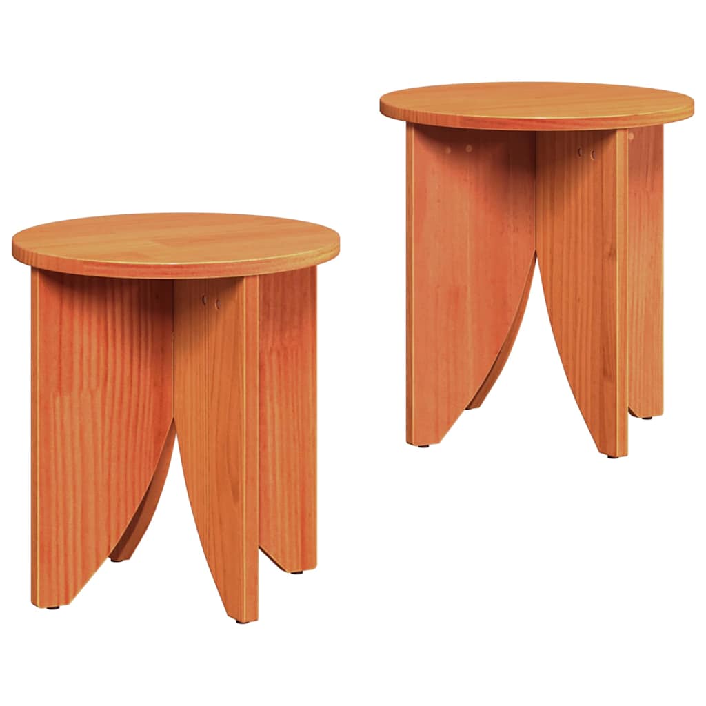 Sofabord 2 stk. Voks brun 41,5 x 41,5 x 44 cm