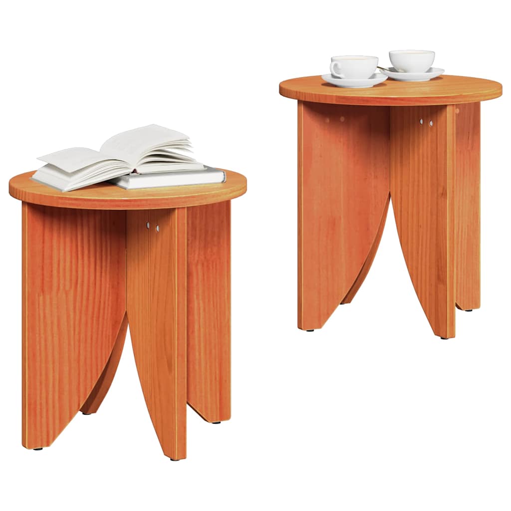 Sofabord 2 stk. Voks brun 41,5 x 41,5 x 44 cm