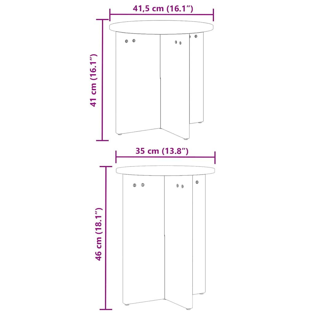 Sofabord 2 stk. Naturfarvet 41.5 x 41.5 x 46 cm