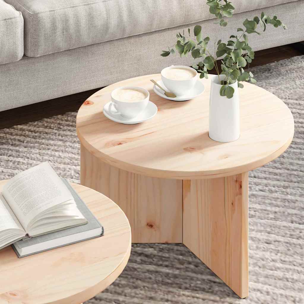 Sofabord 2 stk. Naturfarvet 49 x 49 x 28 cm Massivt fyrretræ